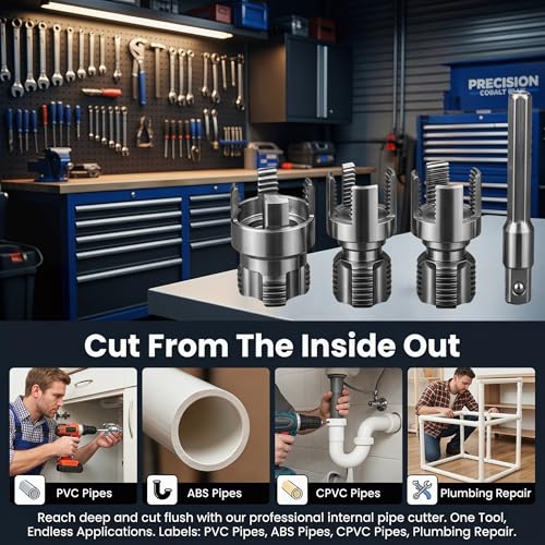 6 in 1 PVC Pipe Threading Tool – Reinforced Hardened Alloy Internal & External Threader Kit for 1/2", 3/4", 1" Pipes, No Chipping No Slippage – Pro Plumbing Tool for DIY Repairs