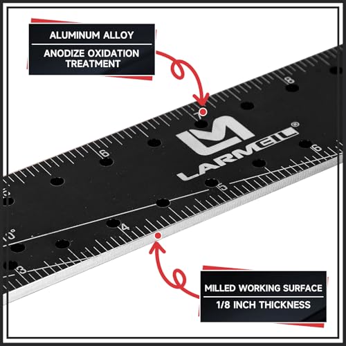 12 Inch Framing Square Carpenter Square, Tri Square Tool, Try Square for Woodworking, T Square Ruler, L Square Ruler, Right Angle Ruler，Framing Tools, Anodized Ruler Body, Black & Black - color: Black&Black