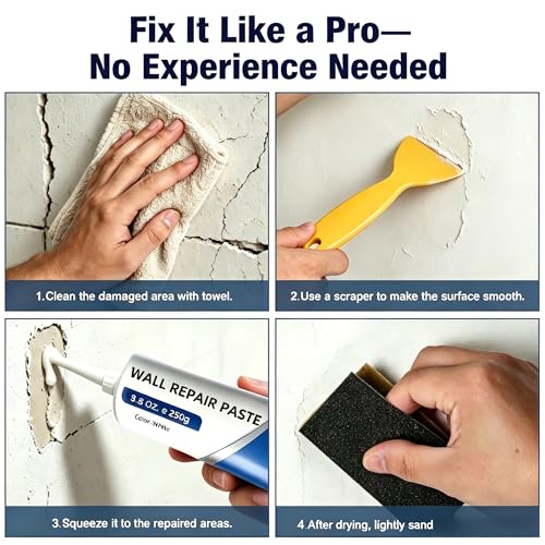 2 PCS Drywall Repair Kit with Scraper, 2026 Upgrade Wall Repair Paste Tube for Holes & Cracks, Professional Drywall Patch Paste & Wall Repair Ointment for DIY Home Improvement (White)