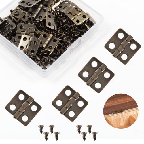 Mini Hinges, 13 x 12 mm, Antique Bronze, 30 Pcs - color: Bronze(30pcs), size: 13 x 12mm