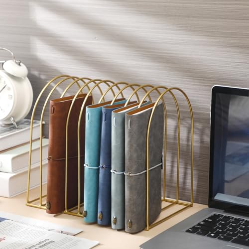 Kosiz 2 Sets Wire File Organizer for Desk 9 Slots Metal File Holder, Gold