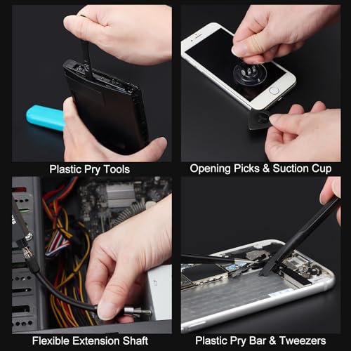 STREBITO Electric Screwdriver, 155 in 1 Precision Electric Screwdriver Set | Upgraded 5 Torque & Indicator, 140 S2 Magnetic Bits, 500mAh Battery, Electronics Tool Kit for RC, Computer, PC, Laptop, Phone - color: Upgraded-black