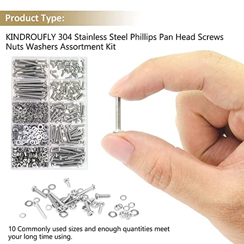 542 Pieces M3 x 6/8 /12/16 /20/25 /30mm Phillips Pan Head Machine Screws Nuts Washers Assortment Kit, 304 Stainless Steel, Fully Machine Thread - size: M3, style: Phillips Pan Head