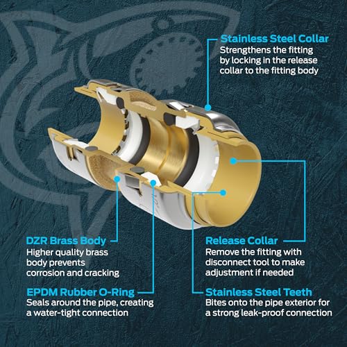 SharkBite Max 1 x 1 in PTC 90-Degree Elbow, Push-to-Connect Brass Plumbing Fitting, UR260A - size: 1 in.
