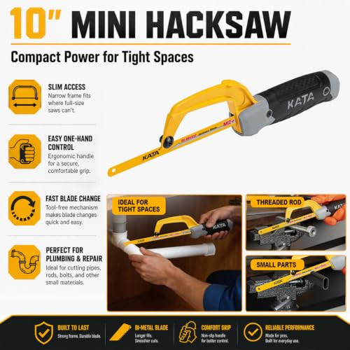 KATA Hand Saw Kit, 12" Heavy Duty Hacksaw, 10" Mini Hacksaw, 6" Drywall Saw - size: 3 Pack Handsaw Set