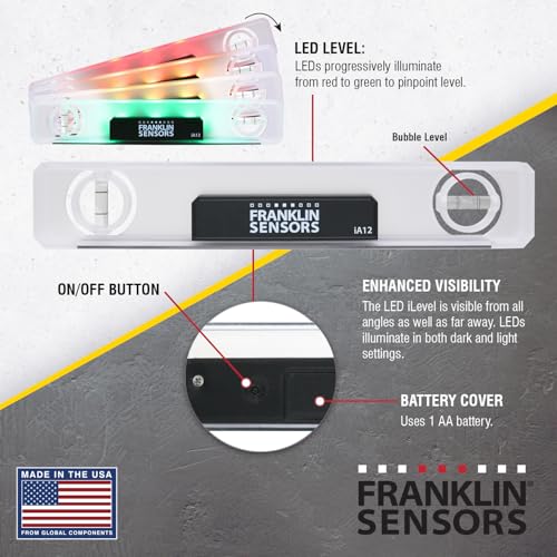 Franklin Sensors Light Level, Turns Green When Level, Magnetic Leveler (Pack of 3) - size: 12 (Pack of 3)
