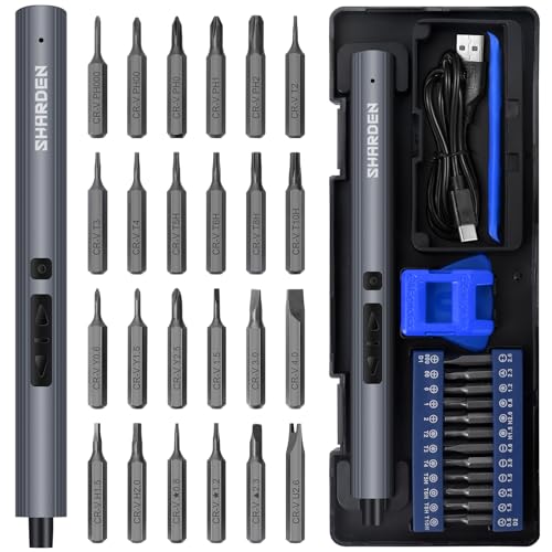 SHARDEN 29 IN 1 Mini Electric Screwdriver,Small Electric Screw Driver(Blue) - color: Blue