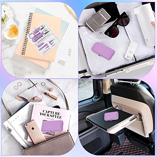 Aceoce Manicure Set Women's Nail Clipper Set Nail Kit with Travel Case - Purple, Stainless Steel, Compact, Curved Edge, Perfect for Travel & Everyday Use - color: Purple