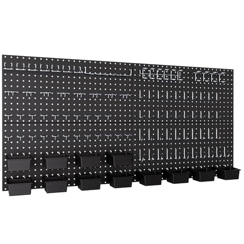 INCLY 158PCS Black Metal Pegboard Wall Organizer 48x24 Inch - color: Black, size: 48x24 Inch