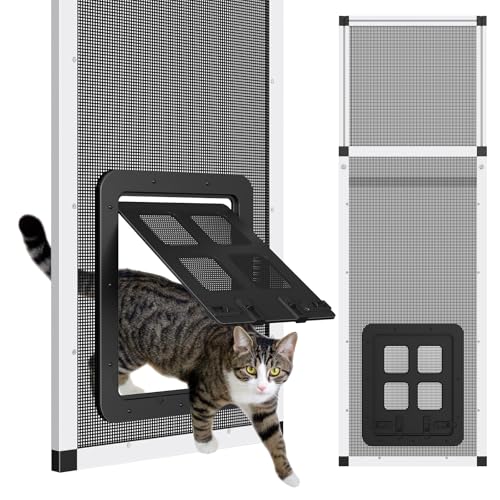 Vertical Ventilated Cat Door for Window, Fits 31"-42" Height Window, 2-Min Install | Aluminum Frame + Stainless Steel Mesh | Breathable Bug-Proof Window Cat Door Insert, Adjustable Pet Door Window - size: Vertical: 31''-42''H