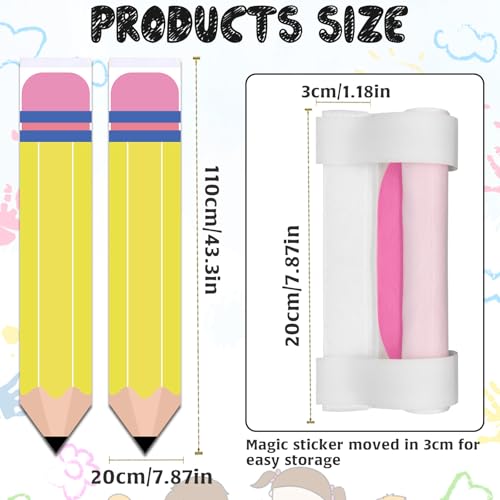 2Pcs Yellow Pencil Shape Blackout Curtains for Classroom Door Window, Office, Porch, Room Cover Shade