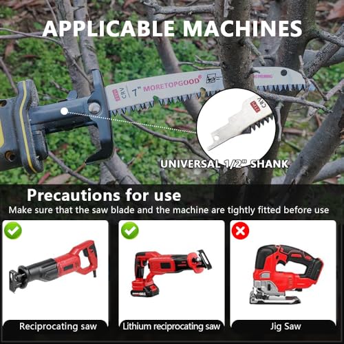 7 Inch Arc Edge Reciprocating Saw Blade with U-Groove Chip Removal Design, 7TPI Japanese Teeth with Arc-Curved Saw Blades for Wood Pruning, Tree Trimming & Wood Cutting, 3‑Pack - size: 7 Inch