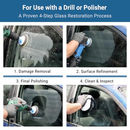 GLASS POLISH DIY Glass Scratch Removal Kit 3” (75mm) - Effective Glass Polishing with Drill or Polisher, Repairs Deep Scratches, Removes Surface Damage and Restores Original Clarity & Shine - size: 3 inch (10 Abrasives)