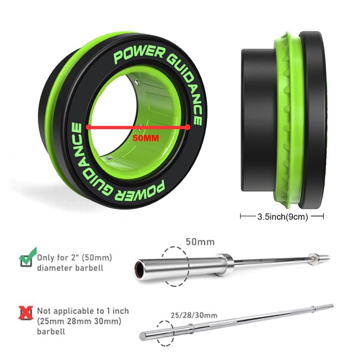 POWER GUIDANCE Fitness Barbell Clips 2" (Pair) - Quick fix Olympic Barbell Clamps & Collars for Secure Weightlifting & Powerlifting - Barbell Clips for Bars - color: Green