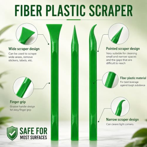 Crevice Cleaning Tool, 9 PCS Carbon Fiber Plastic Scraper Tool Set for Car Detailing - color: Green