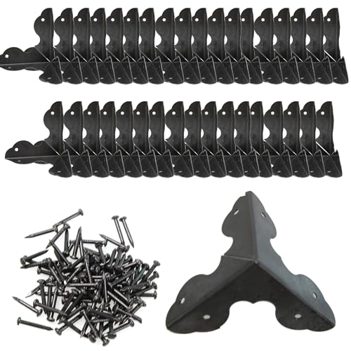 32PCS Black Jewelry Box Corner Bracket, Metal Cabinet Corner Protector for Wooden, Chest, Table, Desk, Photo Frame, DIY (1.3*1.3*1.3 inch) - style: Black-1.3inch