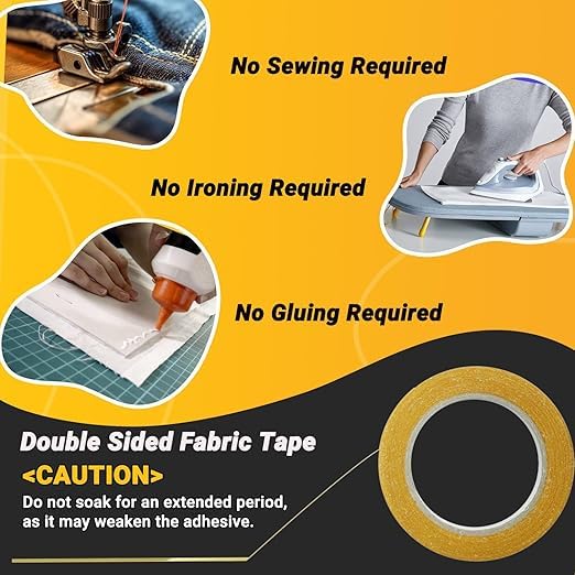 SWRT Double Sided Fabric Tape 0.75" x 66FT – Heavy Duty - color: Yellow, size: Fabric Tape 0.75" x 66FT