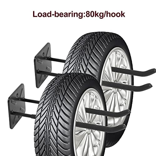 Sinoer 4 Pack Metal Wall Mount Garage Double Storage Hooks - style: 4pc Heavy duty hooks -12"