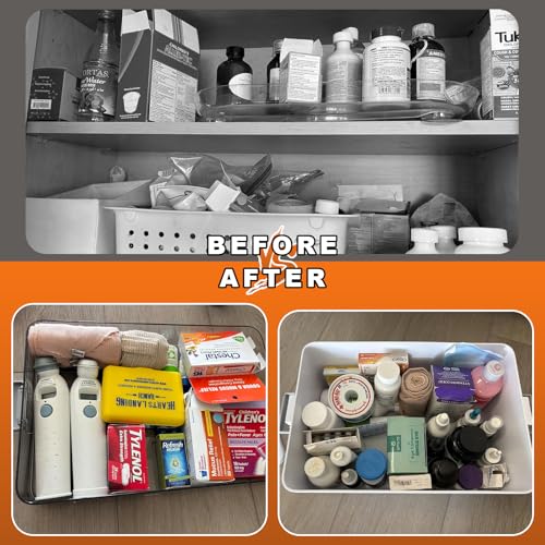 funest 3-Tier Medicine Craft,Sewing,Art,Organizer Storage,Portable Latch Bin with Lid and Leather Handle,Pill Bottle, First Aid, A Household Essential - size: 3-Tier Medicine Organizer
