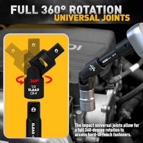 18-Pieces Impact Socket Extension Set: 1/4", 3/8" & 1/2" Drive Socket Extension Bar, Socket Adapter Set, Swivel Universal Joints & Impact Coupler - style: Impact Socket Extension