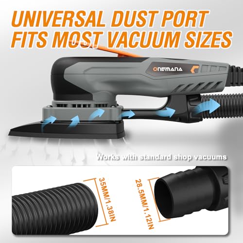 2-in-1 Detail Sander & Palm Sander, Brushless Electric Orbital Sander with 4000-10000 OPM, Dust Collection, 20PCS Sandpapers for Woodworking & Tight Spaces, Ergonomic Symmetrical Design