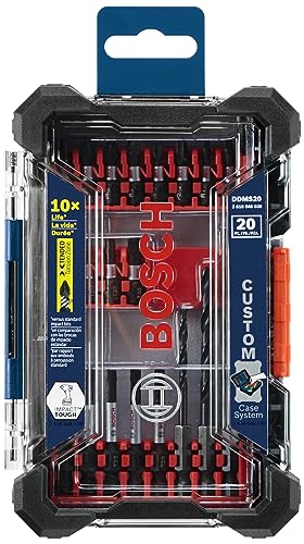 BOSCH DDMS20 20-Piece Assorted Impact Tough Drill Drive Custom Case System Set for Drilling and Driving Applications - size: 20 Piece Set, style: Drill Drive