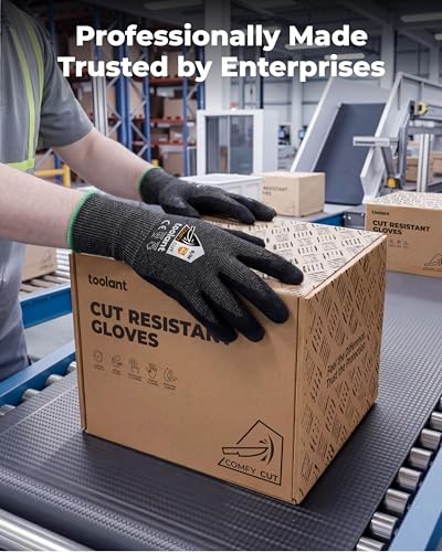 toolant ComfyCut A4 Cut Resistant Work Gloves, 3 Pairs, Dark Gray, XX-Large - size: XX-Large