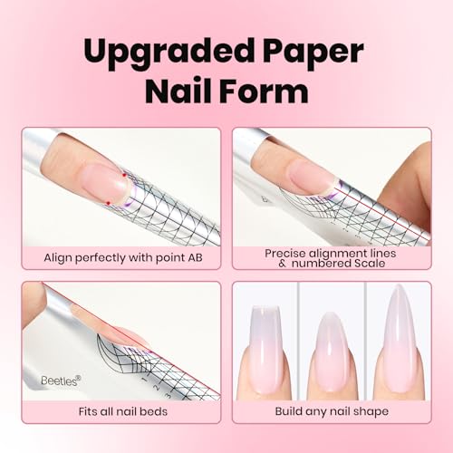 Beetles Builder Gel for Nails, 3 Colors 9 in 1 Clear Nude Pink Hard Gel - color: Clear Nude Pink 3-Color Kit