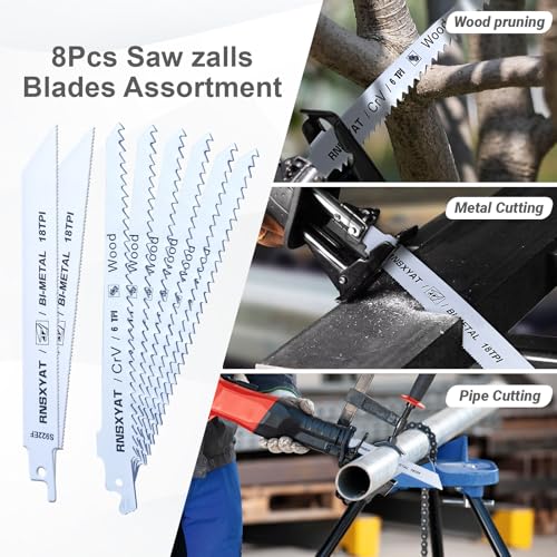 8PCS Reciprocating Saw Blades for Wood Pruning and Carbide Metal Blade