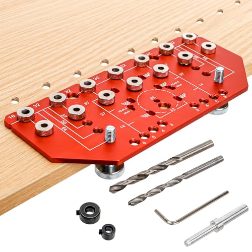 7 Holes Shelf Pin Jig and Hinge Jig, 1/4 Inch and 5mm