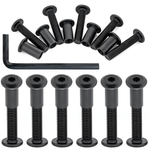 25 Pcs M8x40mm Black Furniture Bolt Cabinet Connector Screws for Furniture - size: M8x40mm