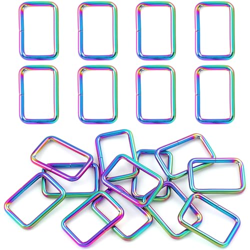 PECMER Rainbow 1 Inch Rectangle Rings for Purses Bag Making Hardware-12 PCS - color: Rainbow Rectangle Rings-12 Pcs-1 Inch