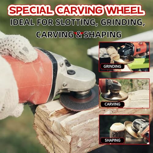 4PCS Wood Carving Disc Set, 5/8" Arbor Angle Grinder Attachment - color: 4 PCS Wood Carving Grinding Disc Set