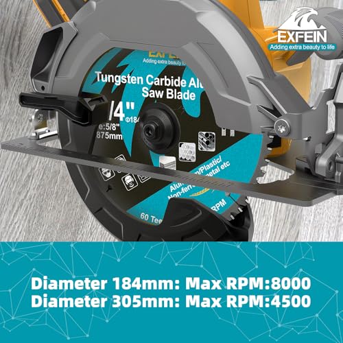 7-1/4 Inch 60 Teeth Aluminum and Non-Ferrous Metal Cutting Circular Saw Blade with 5/8 Inch Arbor, TCG Carbide Saw Blade for Metal & Plastic Cutting - size: 7-1/4"