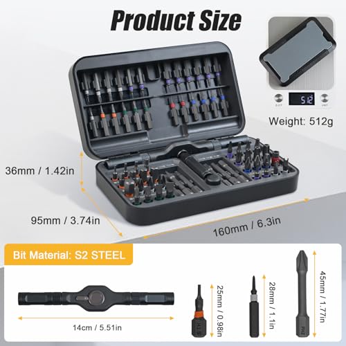 66 in 1 Magnetic Ratchet Screwdriver Set With Case - size: 66 in 1