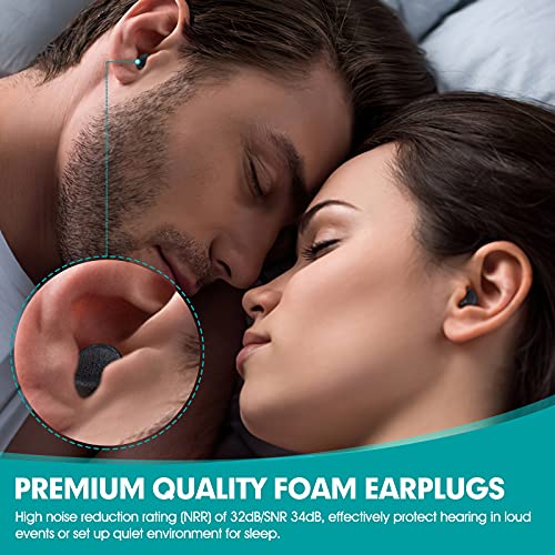 100 Pairs Black Foam Ear Plugs, 33dB NRR, Individually Wrapped - color: Black