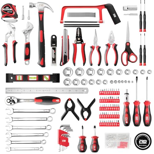 Prostormer 259-Piece Home Tool Kit with Portable Storage Box, Red - color: Red