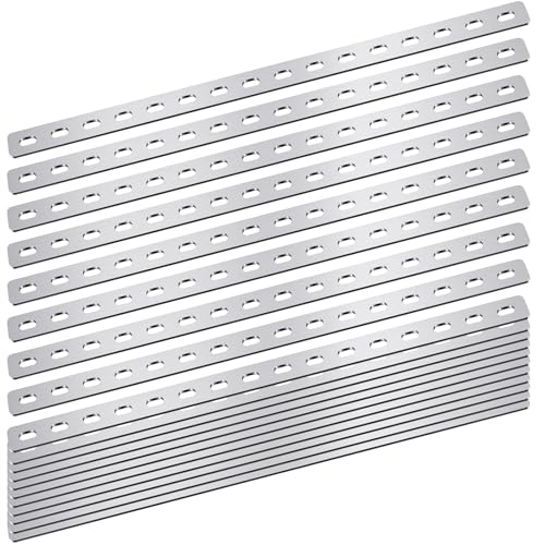 Zonon 15 Pcs 16 Inches Flat Straight Brace Brackets Adjustable 201 Stainless Steel Mending Plate 408mm/16 '' Length 16 Screw Hole Straight Bracket, 2.8 mm Thickness, Slot for 5/16" Screw (Silver) - color: Silver