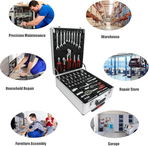 899PCS Tool Set, Household Tool Kit with Rolling Tool Box, Complete Tool Box Set Hand Tool Set with Tool Box, Mechanic Tool Set Rolling Tool Set for Home/Auto Repair Tool Set (White) - color: 899pcs - White