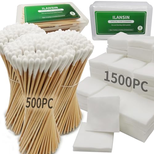 1700PCS gun cleaning supplies—1500PCS Gun Cleaning Patches +200PCS Gun Cleaning swabs,2"x2"Lint Free Gun Cleaning Rags,6"Long Cotton swabs for 9mm and All Caliber of Firearms.Gun Cleaning Kit - color: 1500Patches + 500Round Swabs