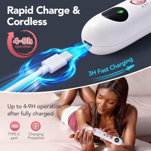 Litbear Thick Toenail Grinder, 15X Professional Electric Nail Drill File Set, Cordless Pedicure Manicure Tool Callus Remover for Women Men Senior Hand Feet Care, Home Salon Use ( White ) - size: White