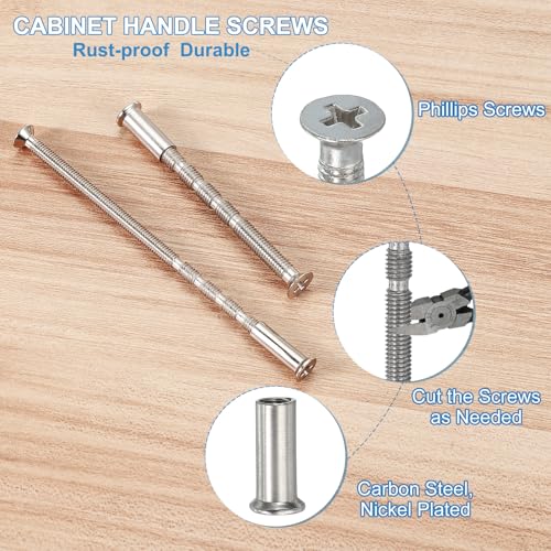 PATIKIL Cabinet Handle Screws M5 x 60mm, 10 Set Break Away Screws Drawer Pull Phillips Drive Flat Countersunk Head Bolts with Sleeve for Door Handle Lever - size: M5 x 60mm