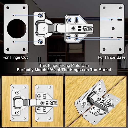 12-Pack Cabinet Hinge Repair Kit - Hinge Fixing Plates for Kitchen, Cupboard, Locker, Cabinet Doors