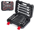 Eastvolt 12-Piece Flex-Head Ratcheting Wrench Set, Metric 8mm-19mm, Combination Ended Spanner kits, Chrome Vanadium Steel with Toolbox, EVHT1201 (Pack of 5) - size: Wrench set (Pack of 5)