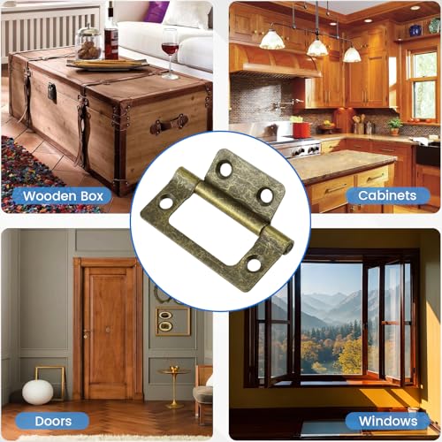 SDTC Tech 4-Pack Non-Mortise Door Hinges Bifold Butt Cabinet Hinges Bronze - color: Bronze