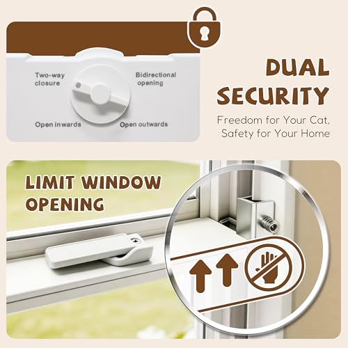 Full-Size Cat Door for Window, H: 15.3", Fit 32"-36" Window - size: Fit 32"-36" Window