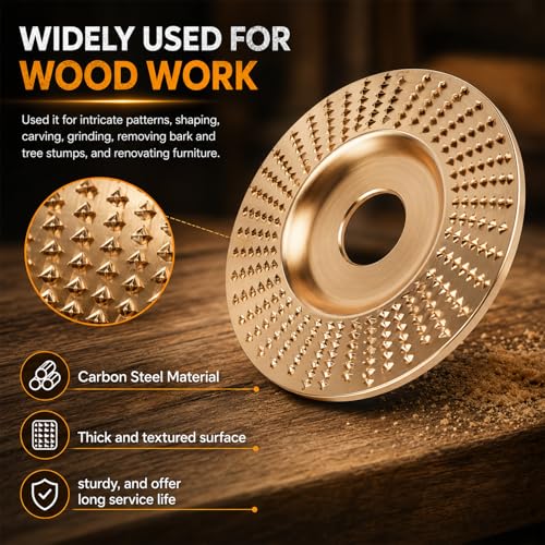 Angle Grinder Polishing Pad,Heavy-Duty Wood Carving Disc Set,Tungsten Carbide Sanding Discs Grinding Wheel,Woodworking Attachment for Cutting, Shaping, Sanding (3*Flat Surface)
