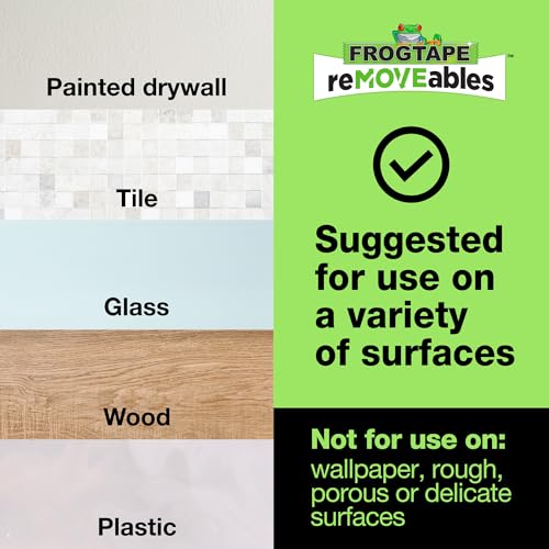 FrogTape reMOVEables Large Picture Hanging Strips, 72 Pairs- 16lbs per 4 Pairs, Damage-Free Removeable Adhesive Wall Strips Picture Hangers for Mounting Frames, Canvas, Home Décor, White (144 Pieces) - size: 72 Pairs, style: Large