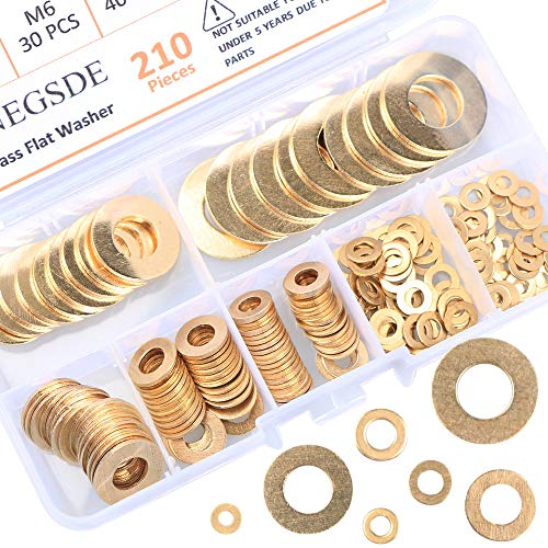 Brass Washers Assortment kit 7 Size M3 M4 M5 M6 M8 M10 M12 Brass Flat Washers for Screws Bolts