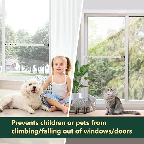 WooFog Window Security Bars Adjustable, Window Bars Security Inside Vertical, Heavy Window Ac Lock Bar with Rubber Feet for Up and Down Windows, 17-32 inch Double Hung Window Stopper -4 PCS Patented - size: 17" to 32"-4 PCS